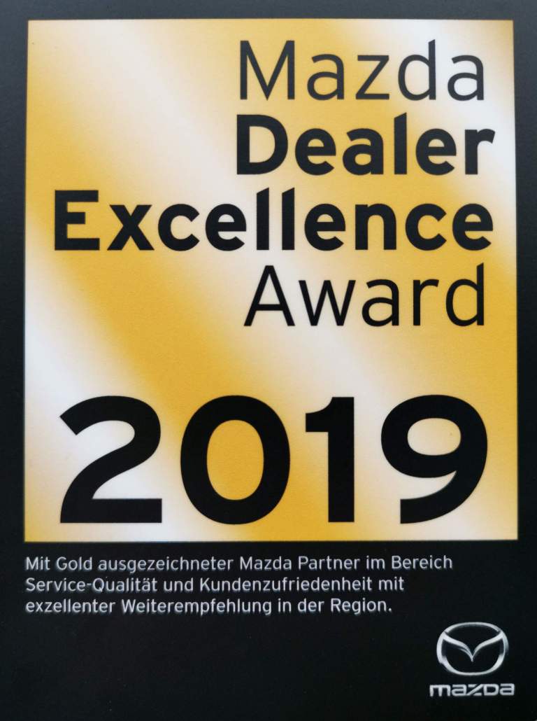 1. Platz - Mazda Dealer Excellence Award 2019